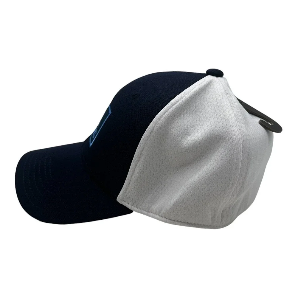 Men's Adidas Golf 2 Stretch-Fit Performance Hat Cap Navy Blue‎ White Size S/M